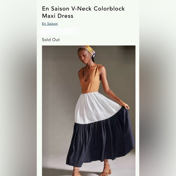 NWT Anthropology En Saison V-Neck Colorblock Maxi Dress - Picture 3 of 11